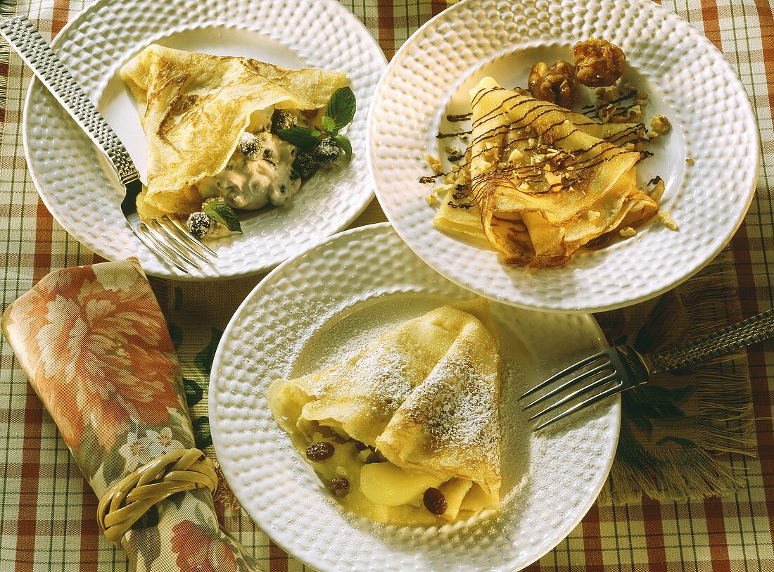 Crepes with assorted fruit fillings
