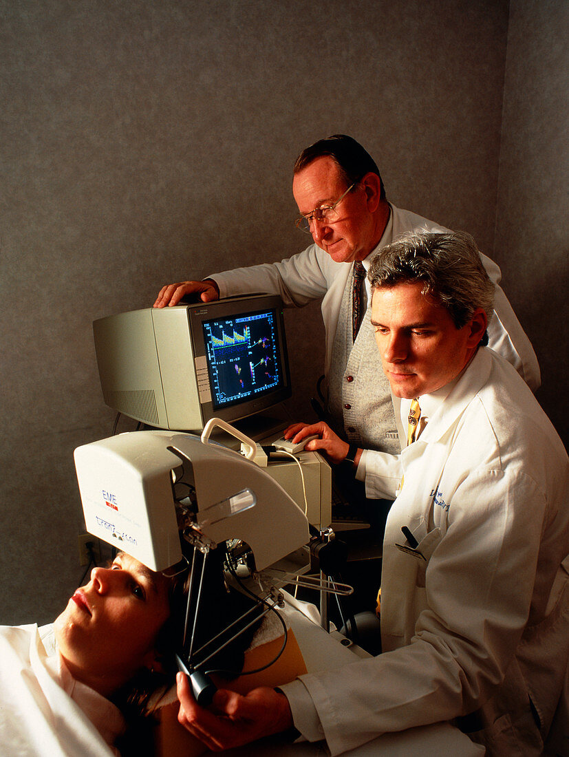 Patient undergoing transcranial doppler scan