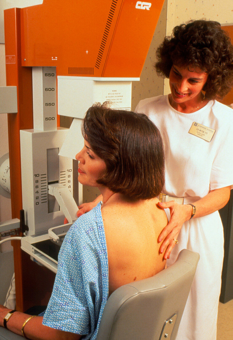 Mammography: woman is screened for breast cancer