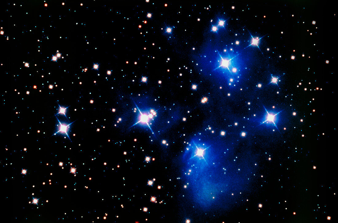 Optical image of the Pleiades star cluster