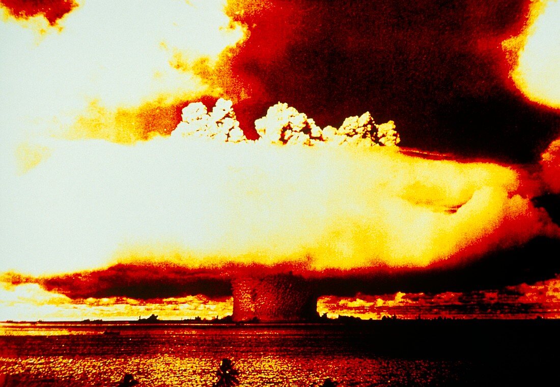 Atomic cloud during Baker Day test at Bikini Atoll