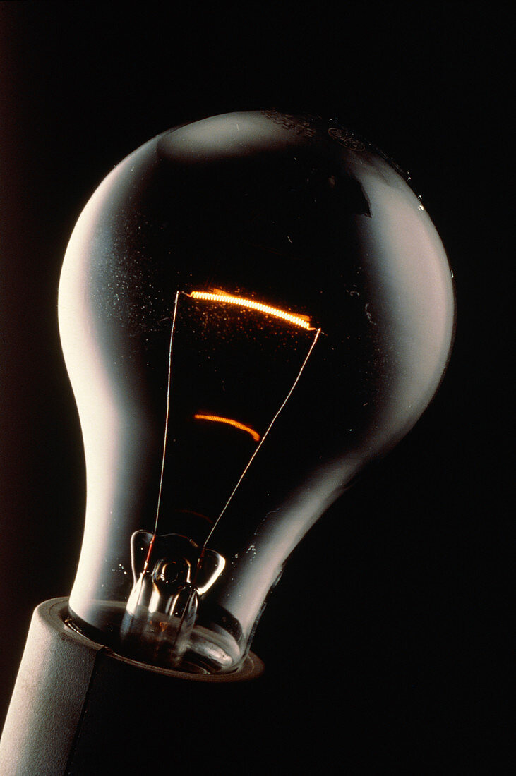Light bulb showing glowing filament