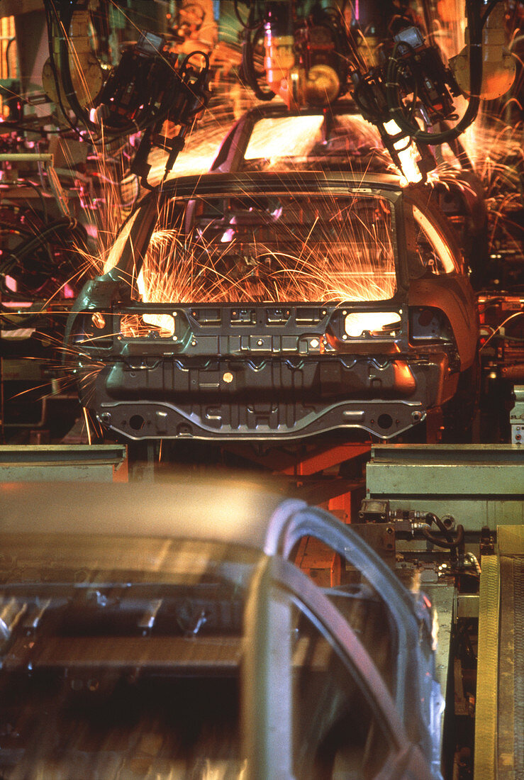 Robot welding in car manufacture plant