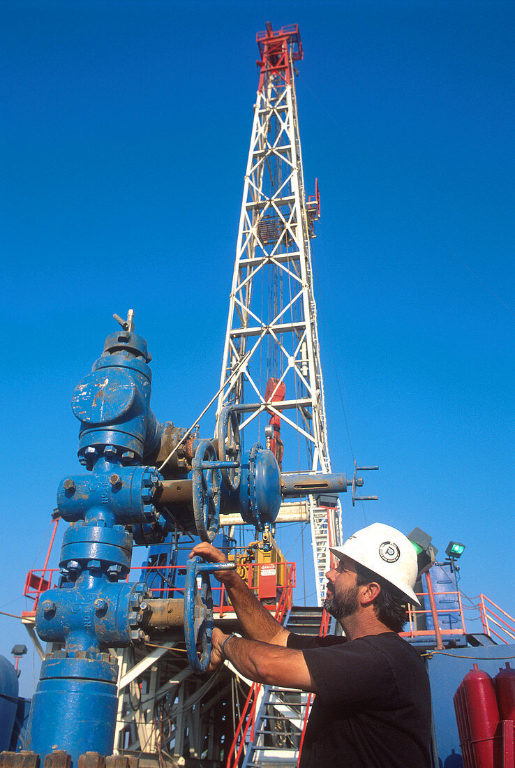 Man working on an oil well