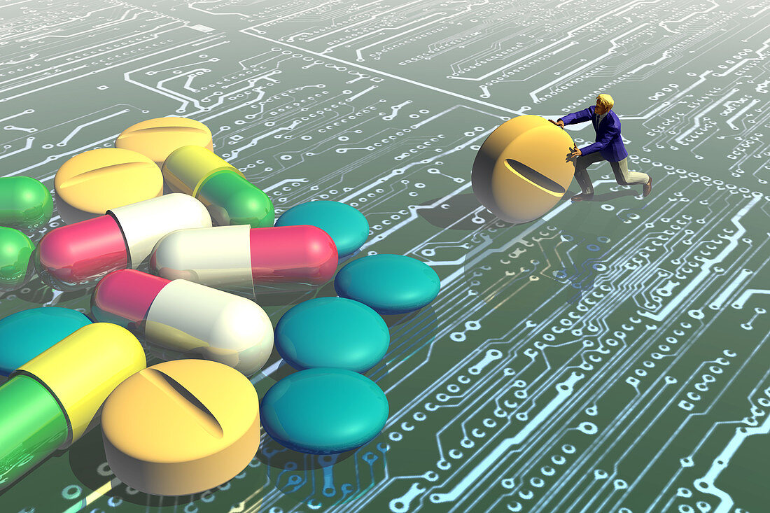 Pills on a computer landscape