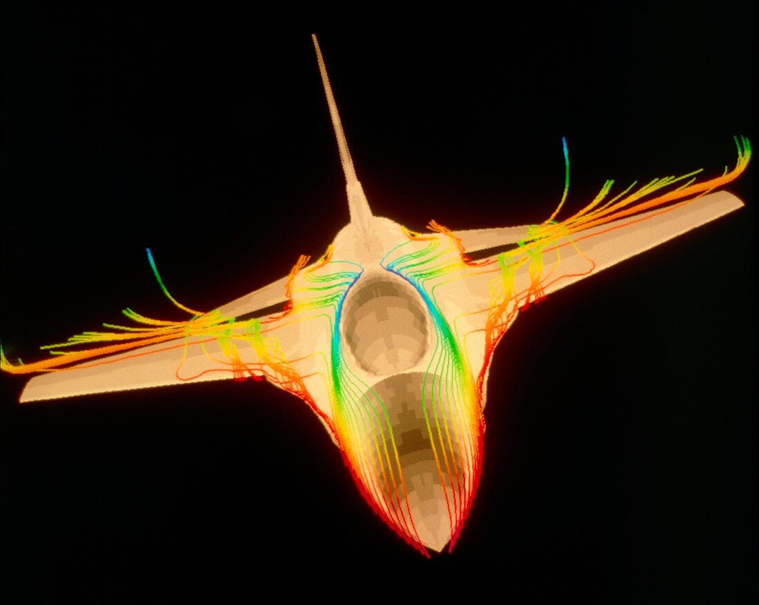 Supercomputer image of F-16 jet fighter