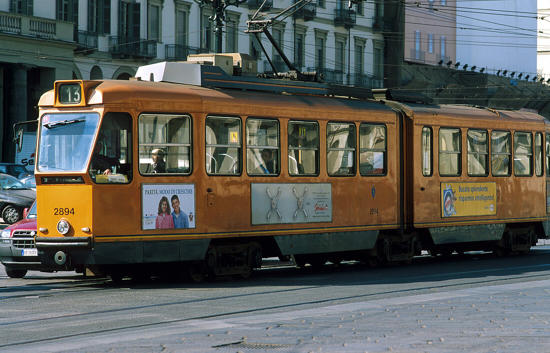 Electric street car (tram) in Turin,Italy