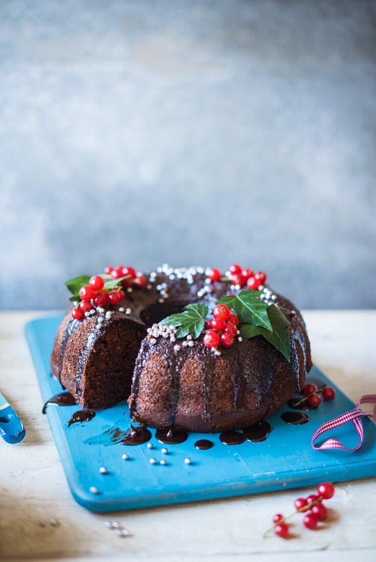 Spiced dark chocolate Bundt cake for Christmas