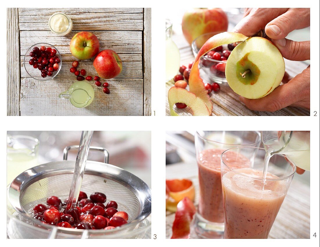 How to prepare cranberry and apple smoothie with vanilla yoghurt