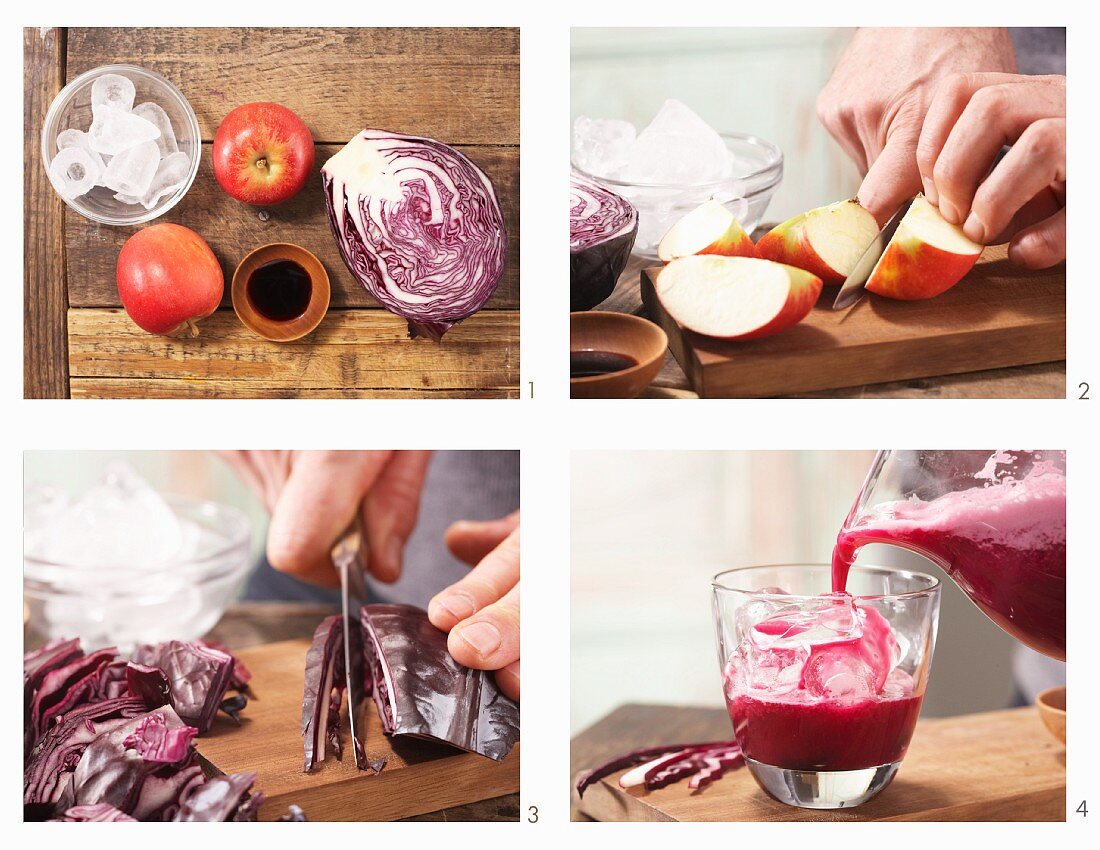 How to prepare red apple juice with red cabbage
