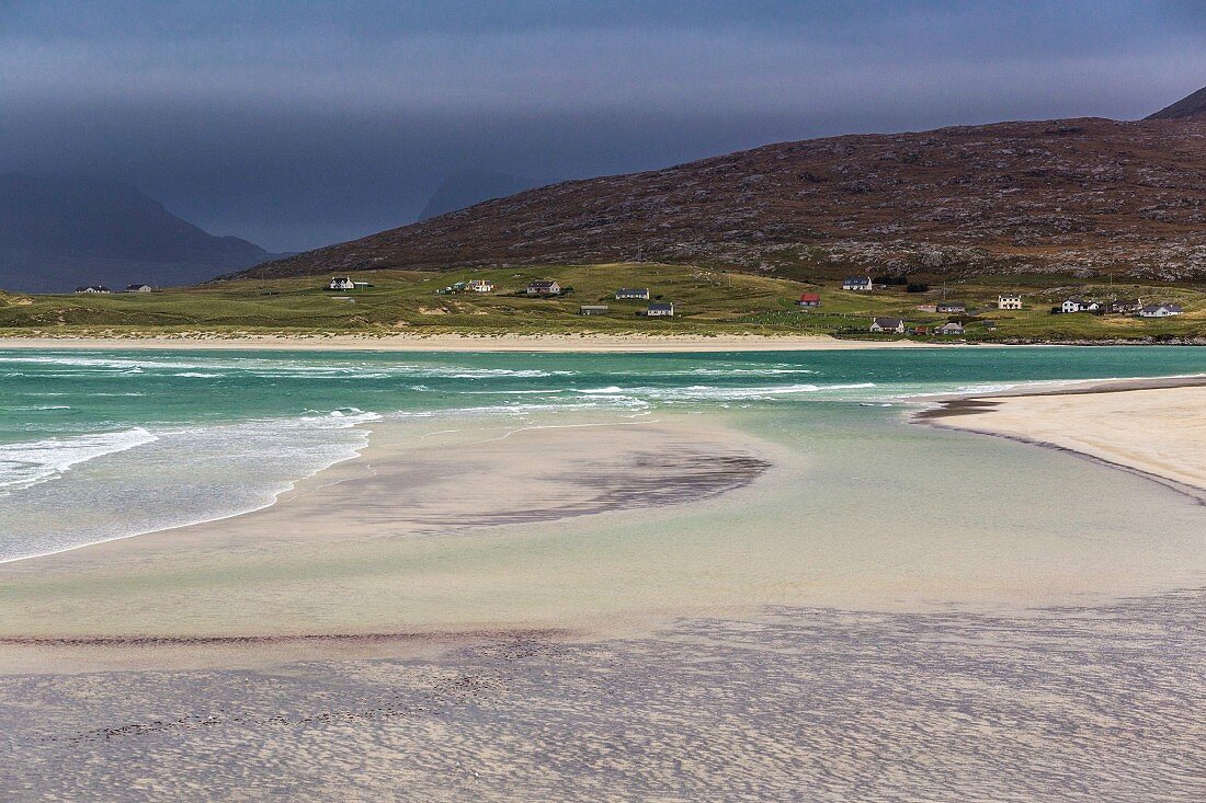 The sandy beach by Luskentyre in the south of the island of Harris in Scotland