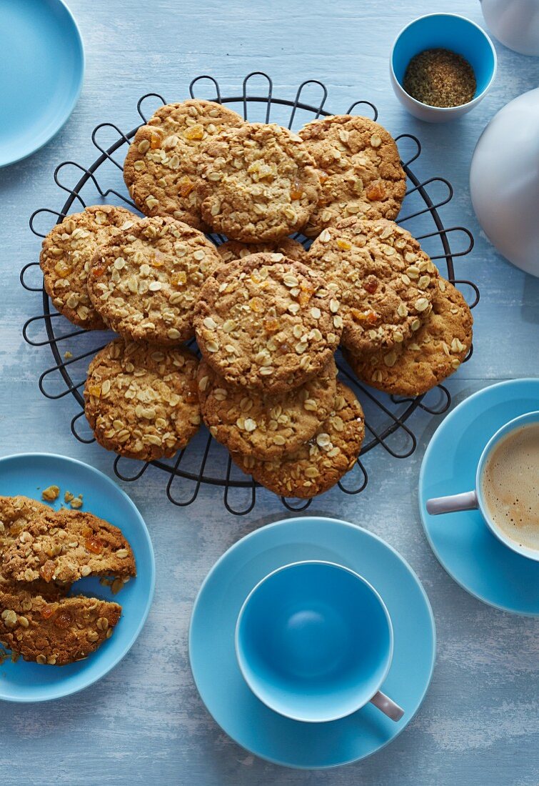 Ginger and oat biscuits served with coffee