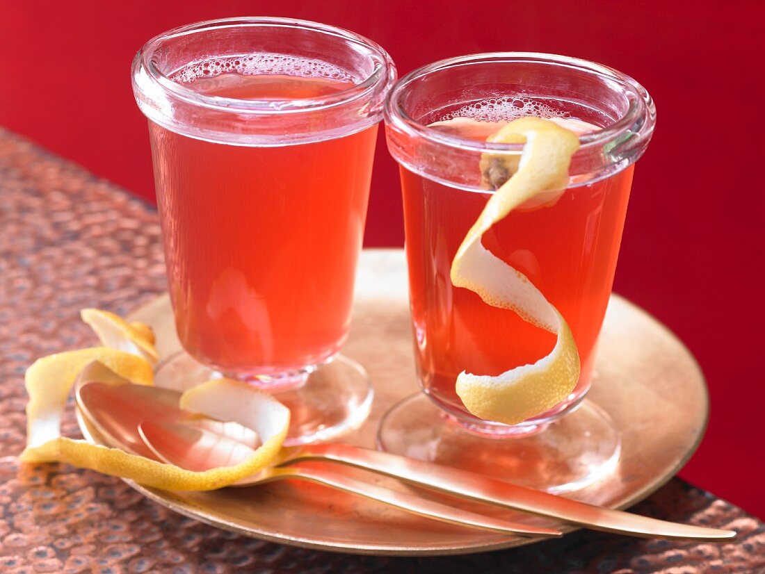 Spiced cranberry punch with cloves and ginger
