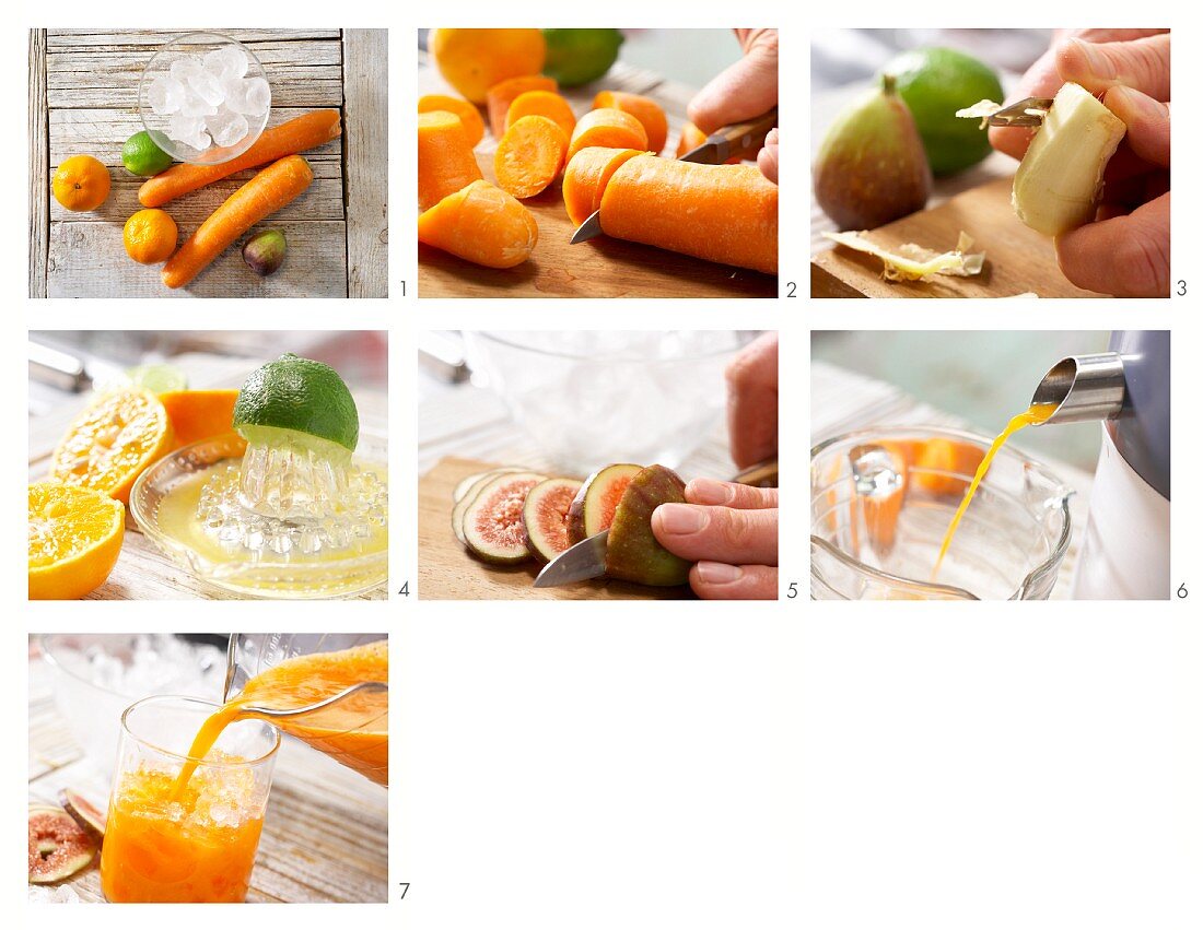 How to prepare carrot and mandarin drinks with lime juice and figs