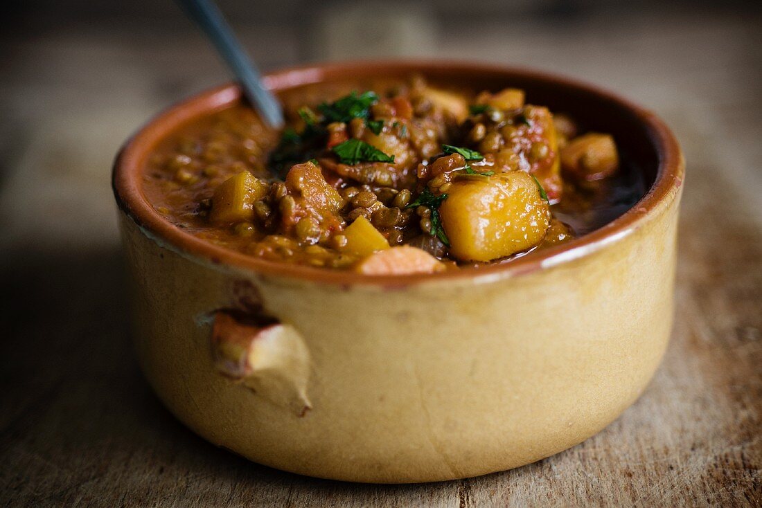 Lentil stew with sweet potatoes