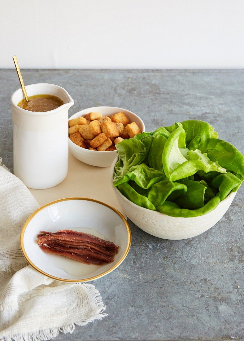 Ingredients for Caesar salad