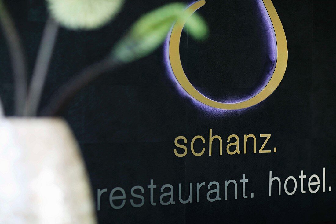 The sign of the restaurant and hotel 'Schanz' in Piesport, Germany