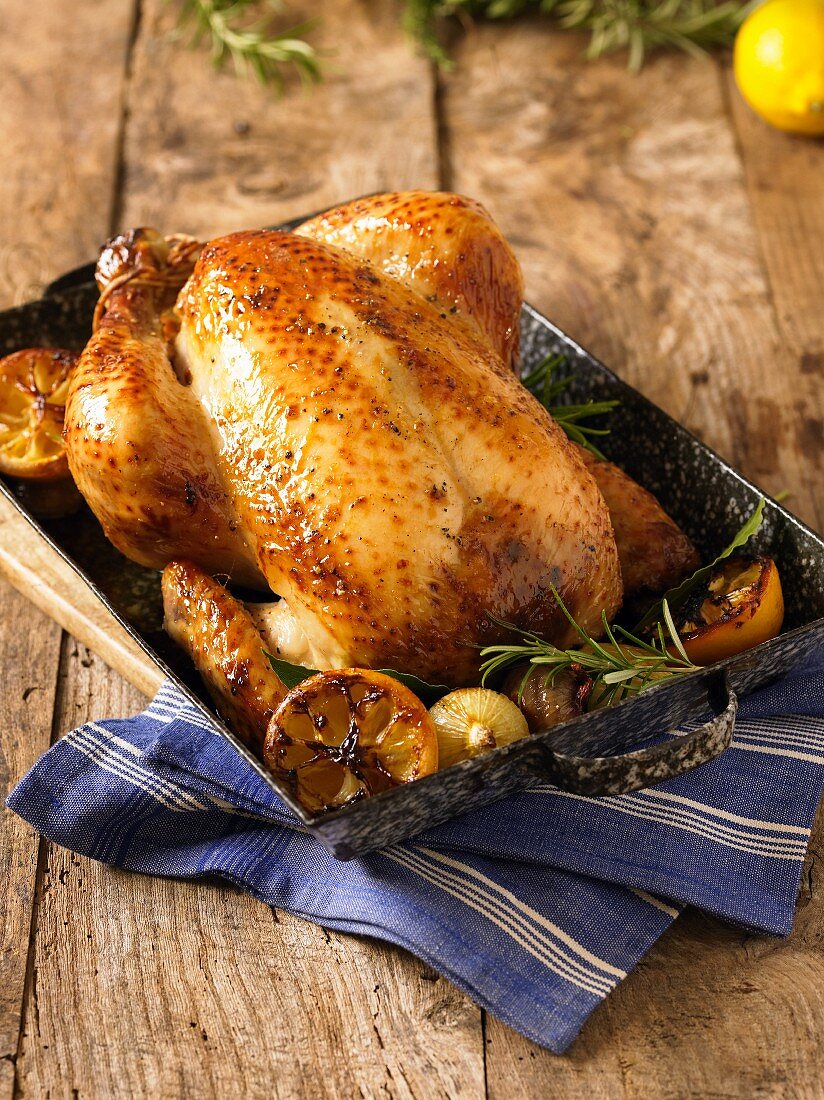 Roast chicken with lemon and rosemary