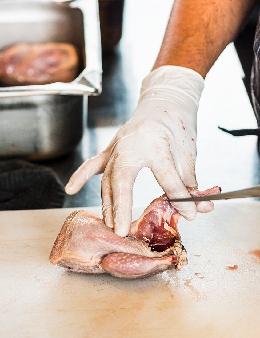 Quail being carved