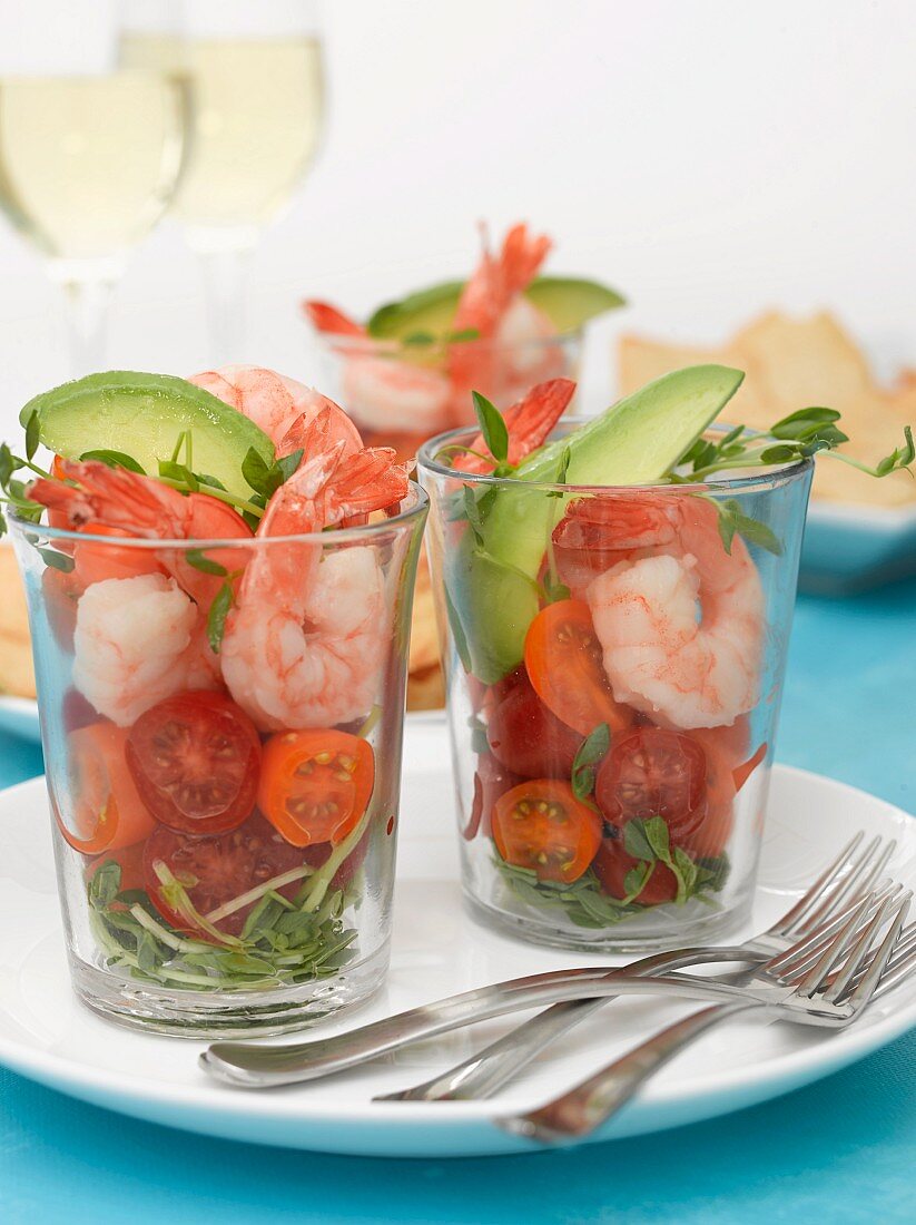 Prawn salad in shot glasses