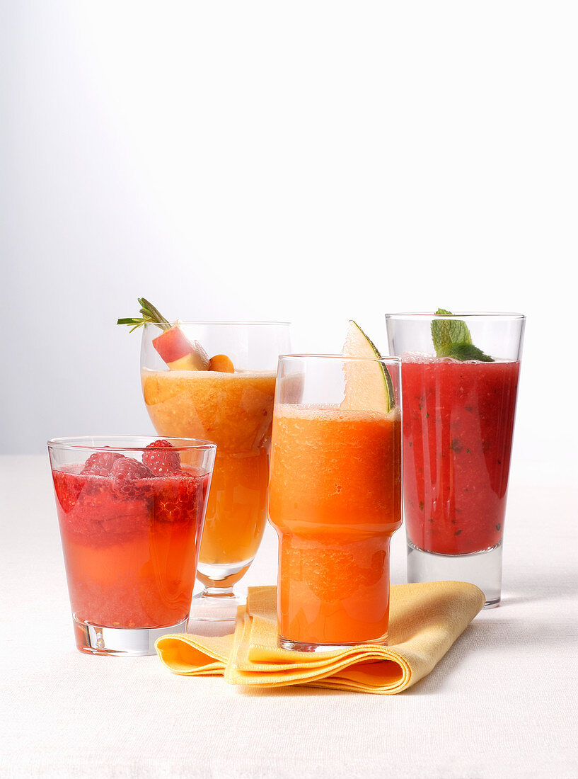 Various fruit smoothies