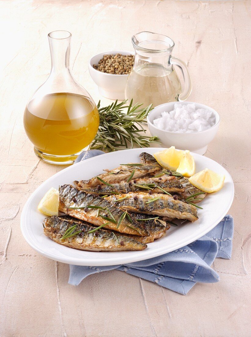 Grilled mackerels with rosemary