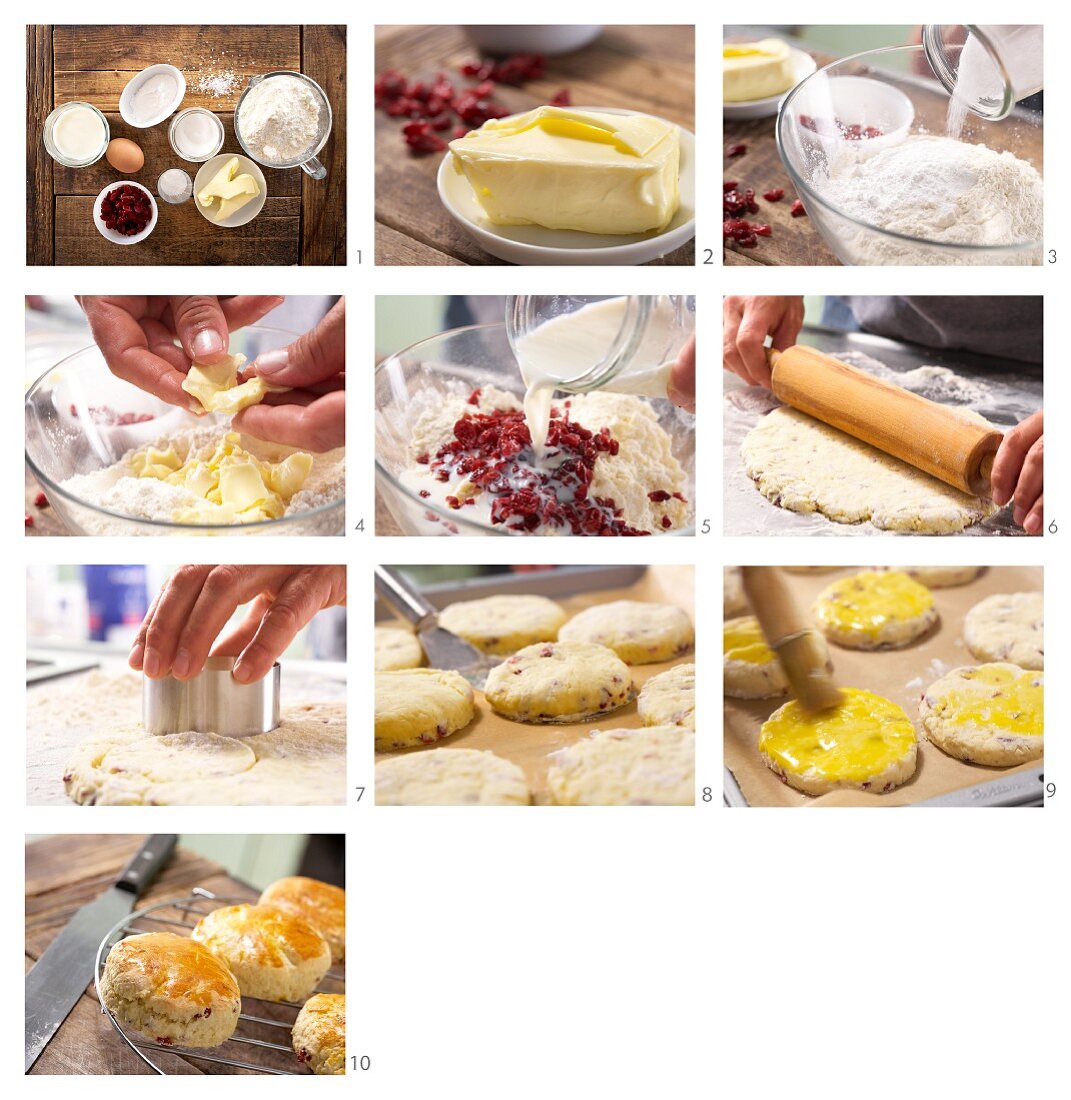 Cranberry scones being made