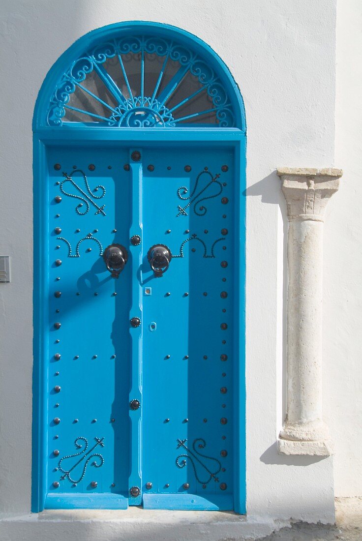 Blue door with fanlight
