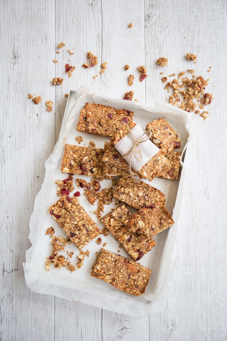Gluten-free cranberry and oat flapjacks