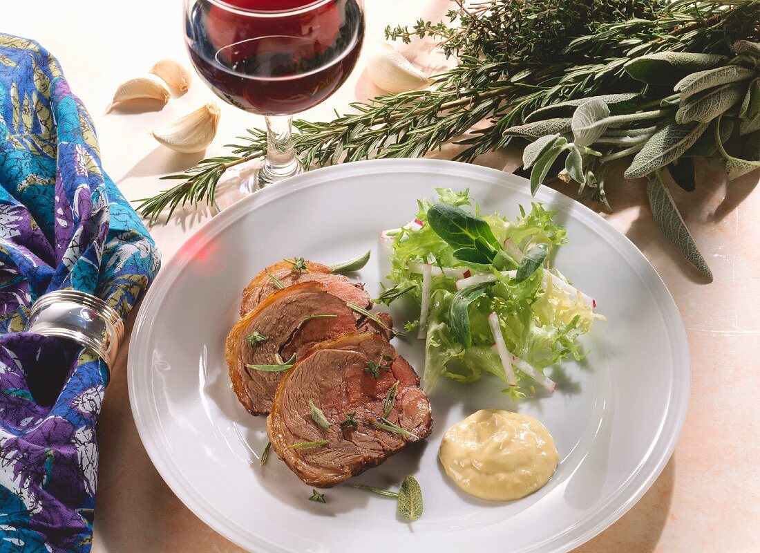 Provencal-style lamb knuckle with mayonnaise