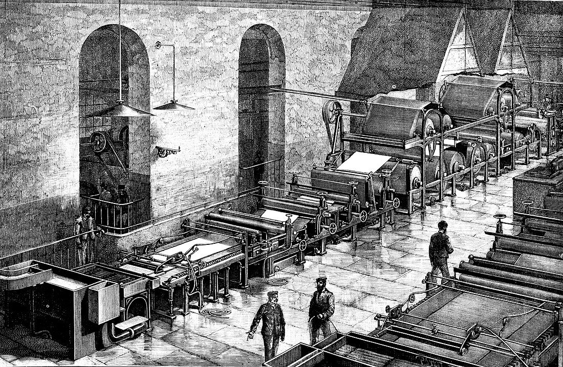 19th Century paper factory,illustration