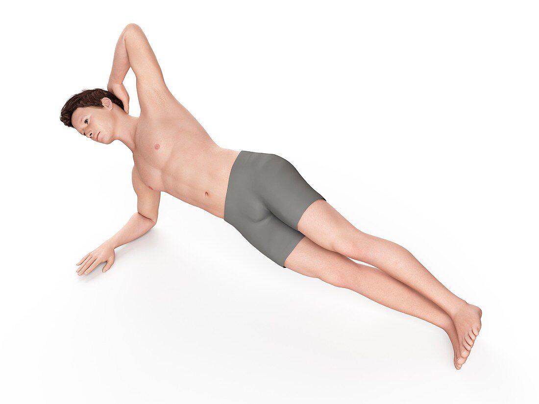 Person exercising in side bridge position