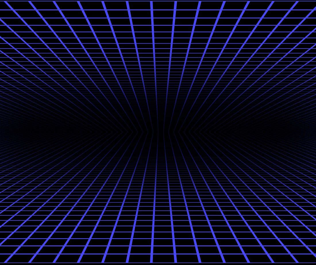 Blue grid against black background