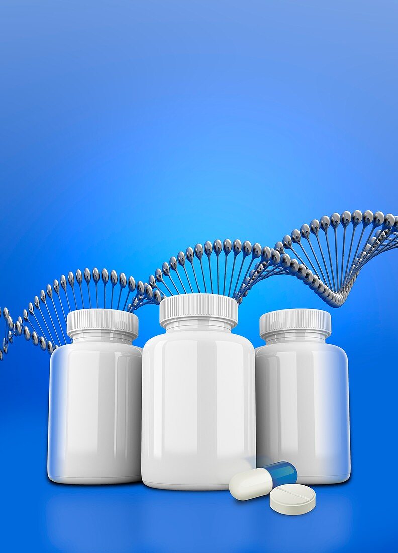 Generic drugs and DNA,illustration