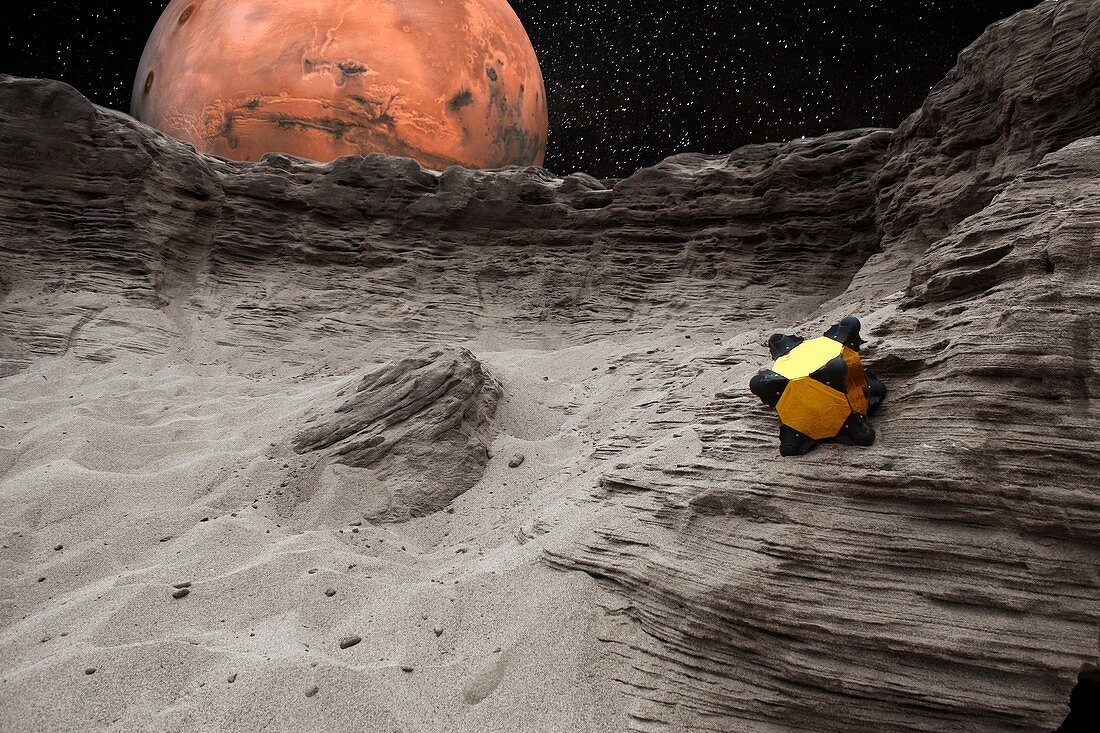 Hedgehog robot on Phobos,illustration