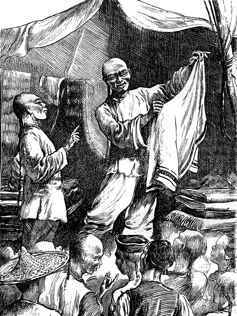 19th Century Chinese market,illustration
