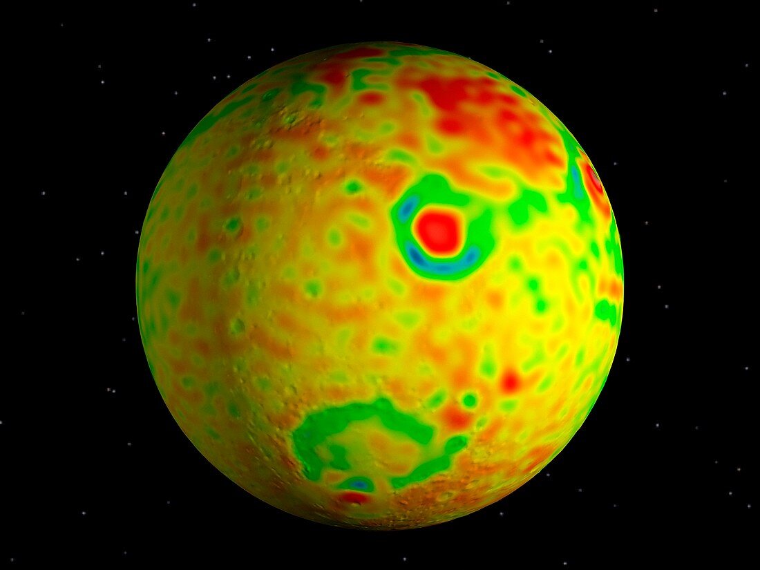 Gravity anomaly map of Mars