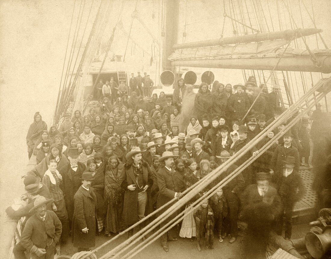 Wild West show on a ship,1880s