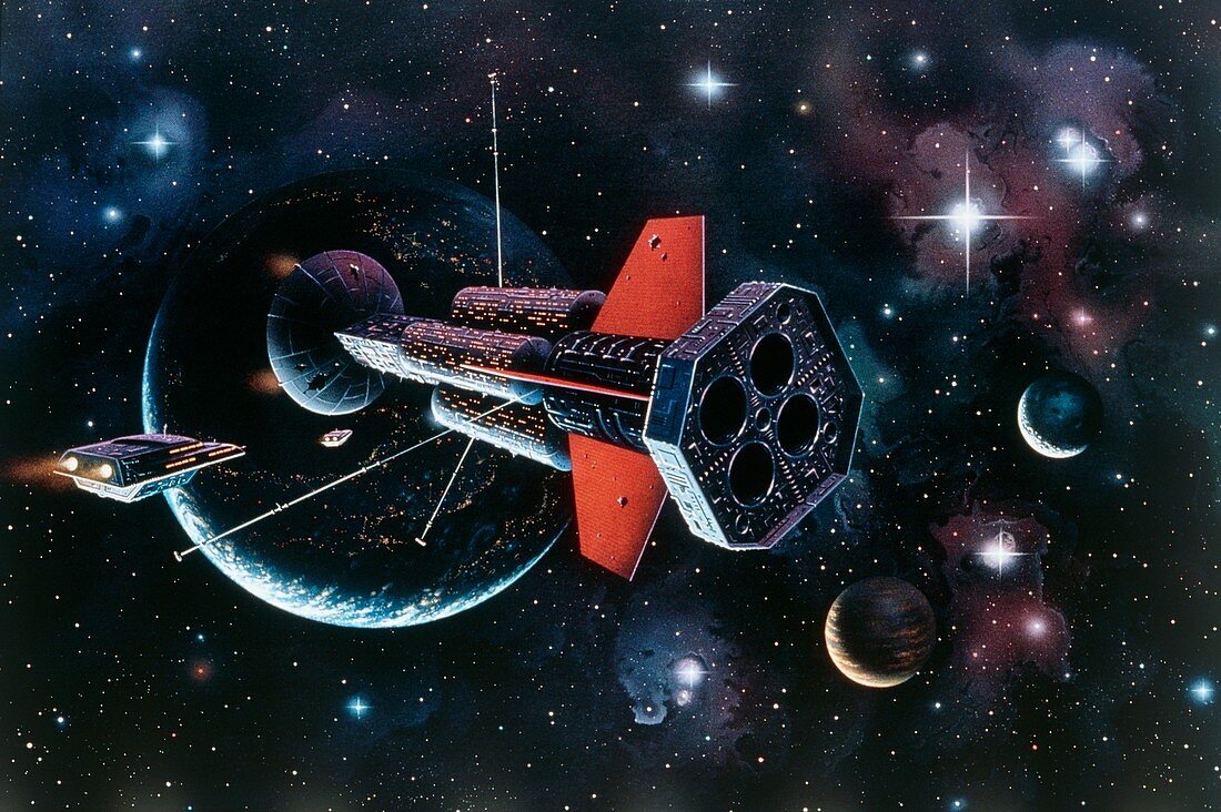 Artwork of a ramscoop starship