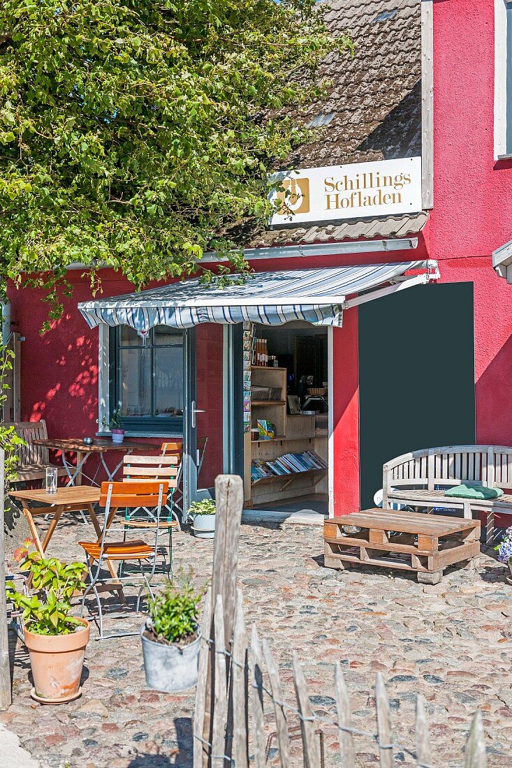 The 'Schillings Hofladen' farm shop in Schaprode on the Island of Rügen in the Baltic Sea in Germany