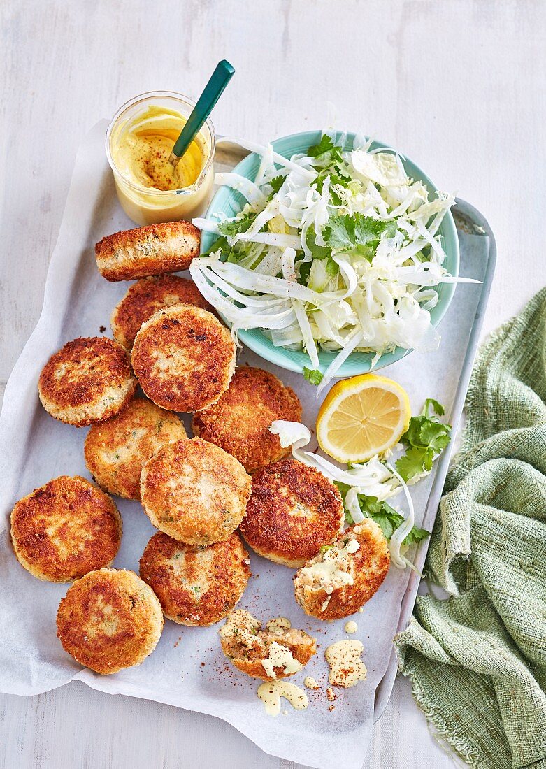 Spiced Salmon Cakes with Cabbage and Fennel