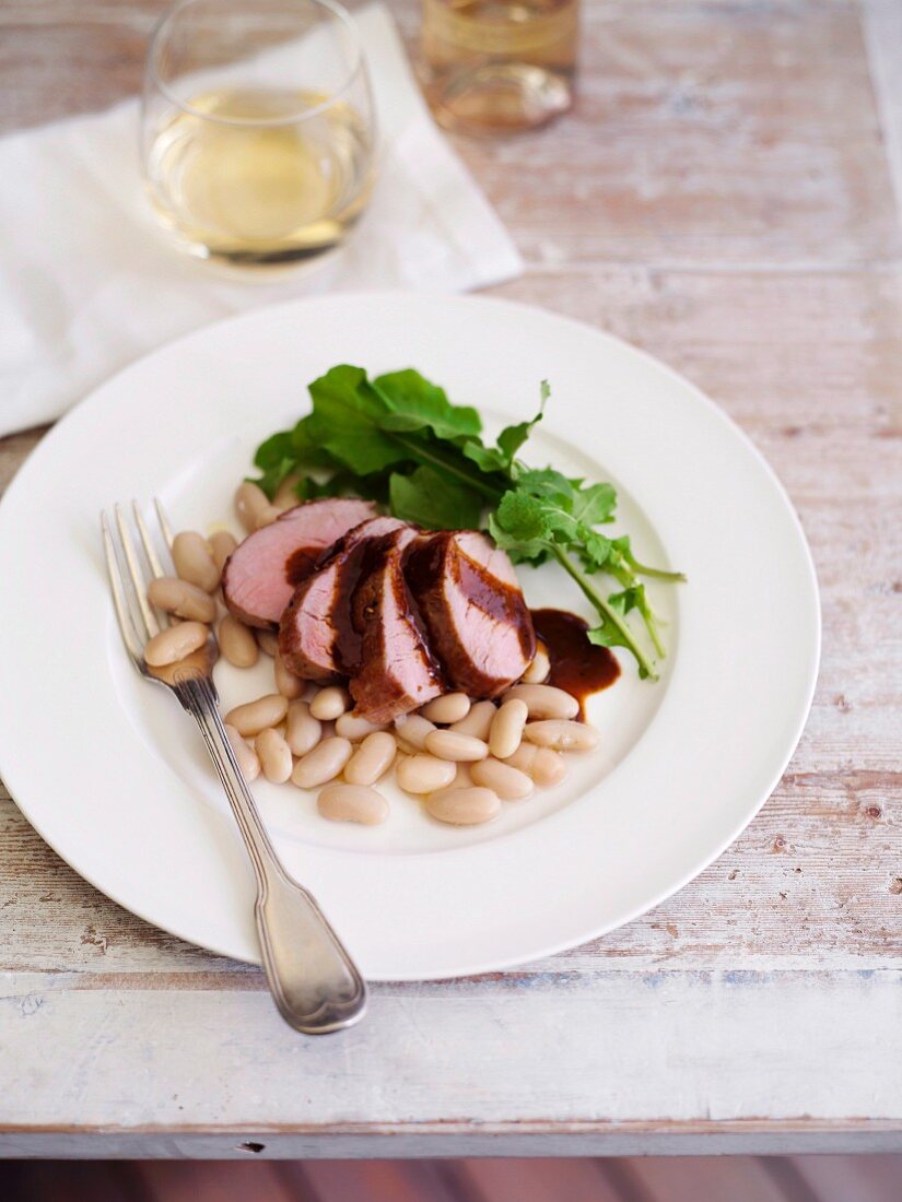 Chilli Schweinefilet mit Orangensauce und Gartenbohnen