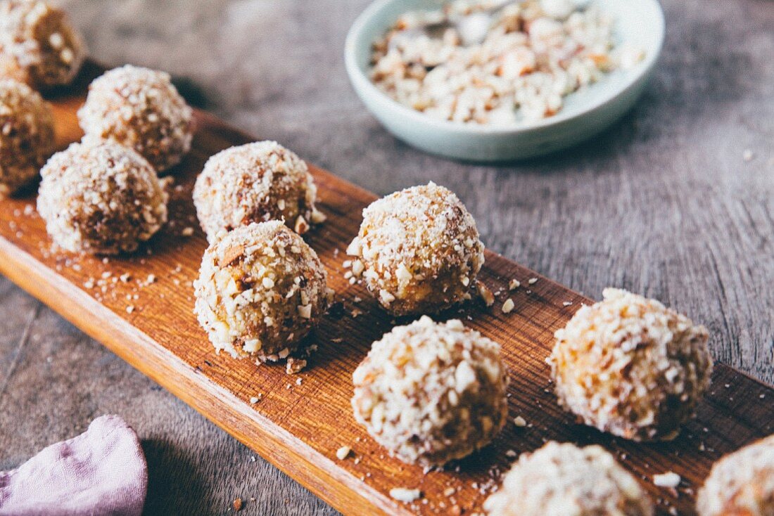 Bliss balls with coconut and nuts