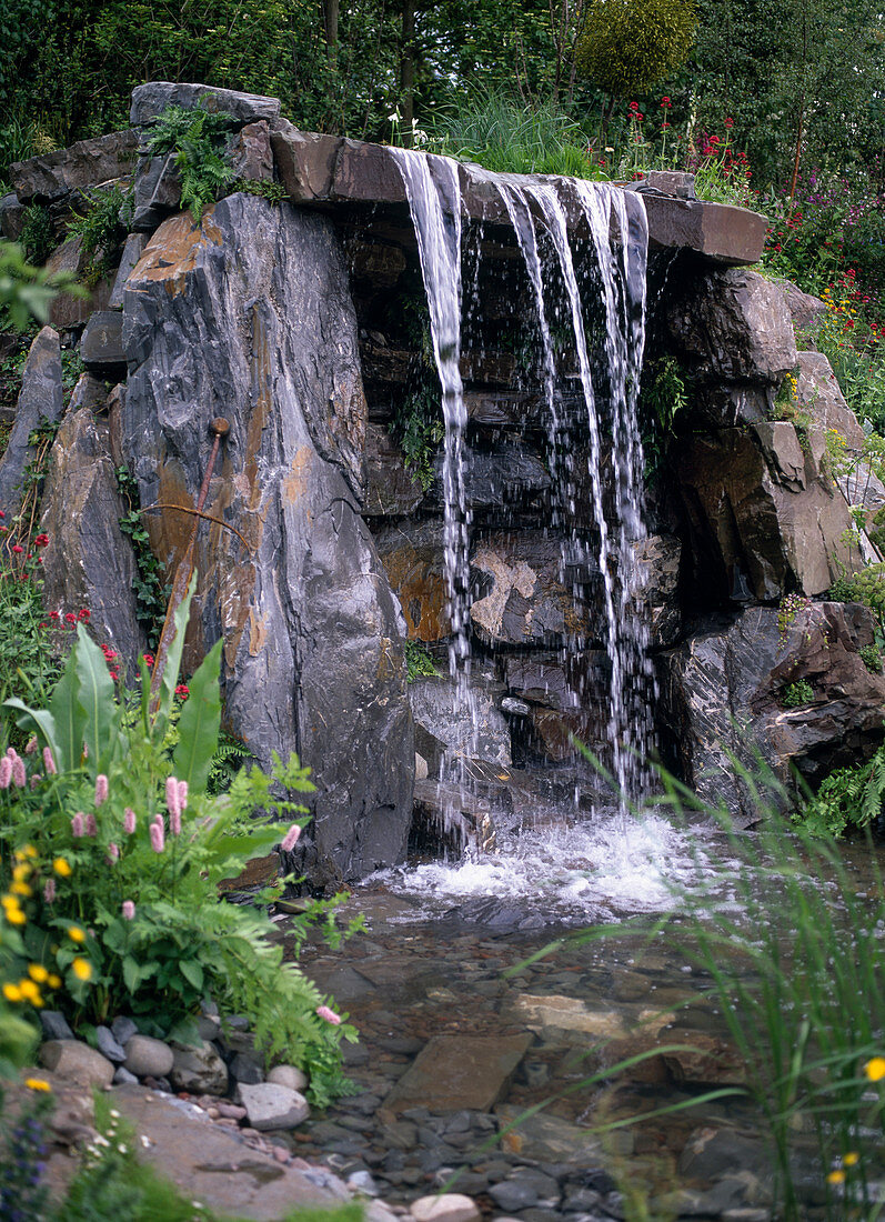 Waterfall made of natural stones