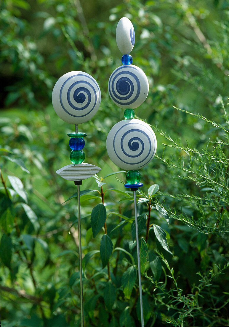 Garden art - ceramic balls and glass beads - frost resistant