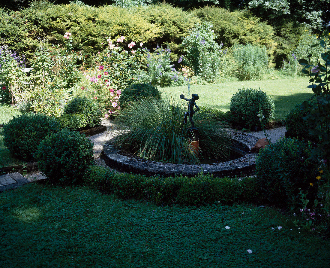 Boxwood rondel in the shade