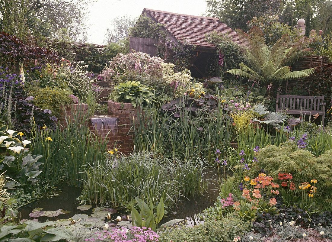 Pond with water feature