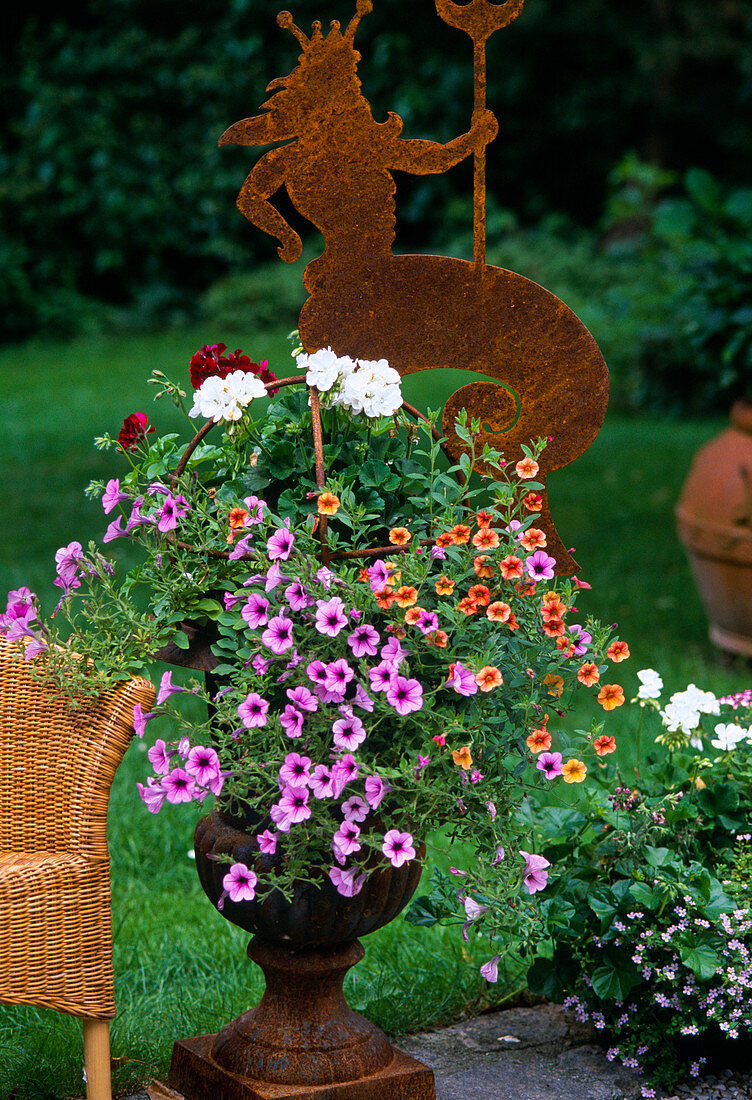 Flower bowl with Petunia - Surfinia, Pelargonium