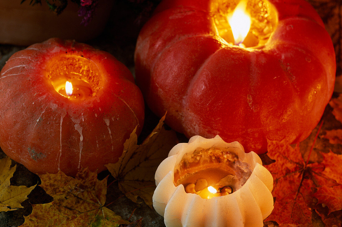 Candles in pumpkin shape