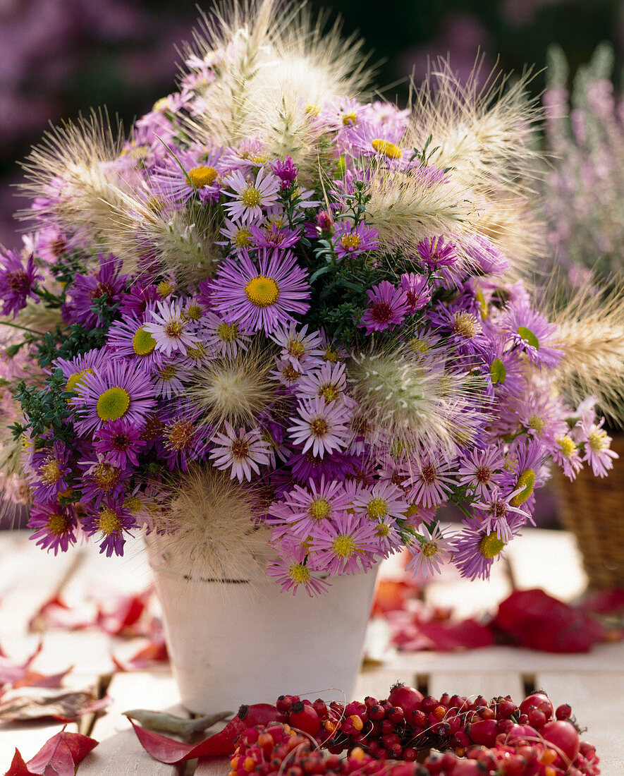 Asters, Pennisetum (Lamprey grass) bouquet